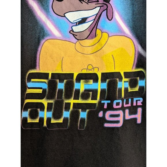 Disney Powerline Tour Goofy T Shirt Top Womans Small Graphic Black Short Sleeve - Picture 2 of 6